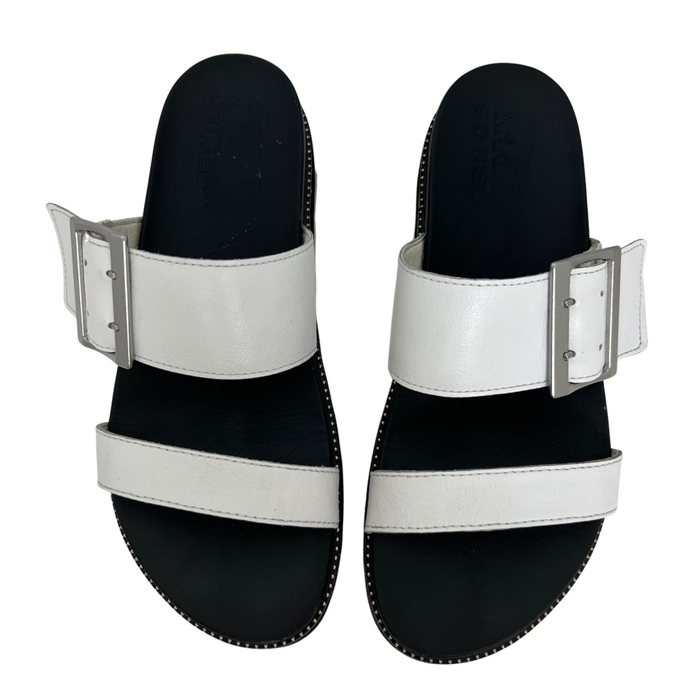 Sorel White/Gray Roaming Buckle Sandal Sea Salt Leather Comfort Walking Size 7